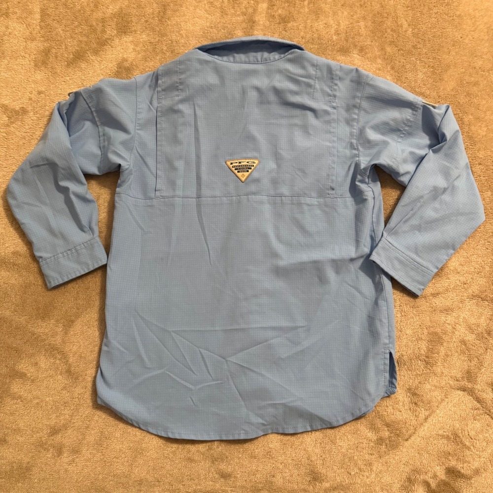 Columbia PFG Bahama Long Sleeve Fishing Shirt Boys Size 5 Blue - Picture 2 of 10